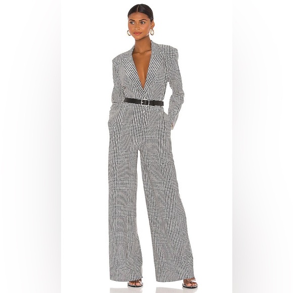 Norma Kamali Single Breasted Straight Leg Plaid Jumpsuit Unworn Size Small - Picture 1 of 8